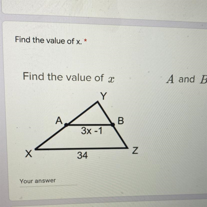 PLS HELP Find the value of x. * A and B are midpoints.-example-1