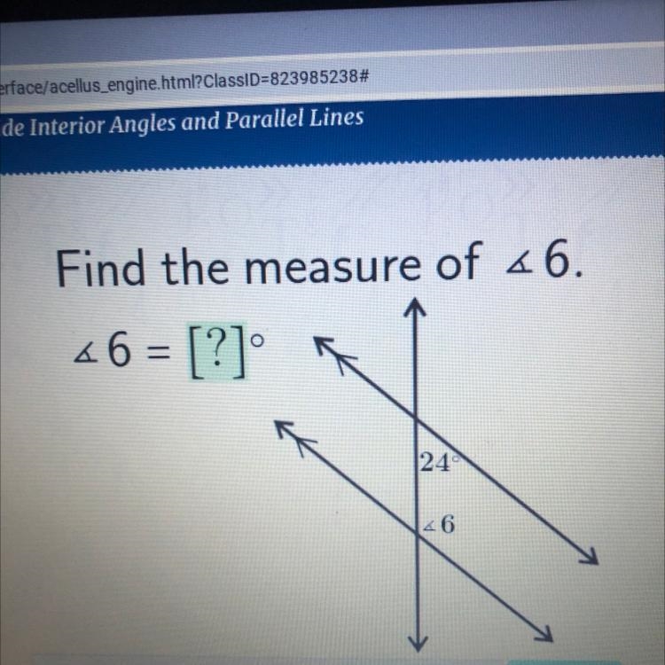 Find the measure of 46. 46 = [?] 24° 46-example-1