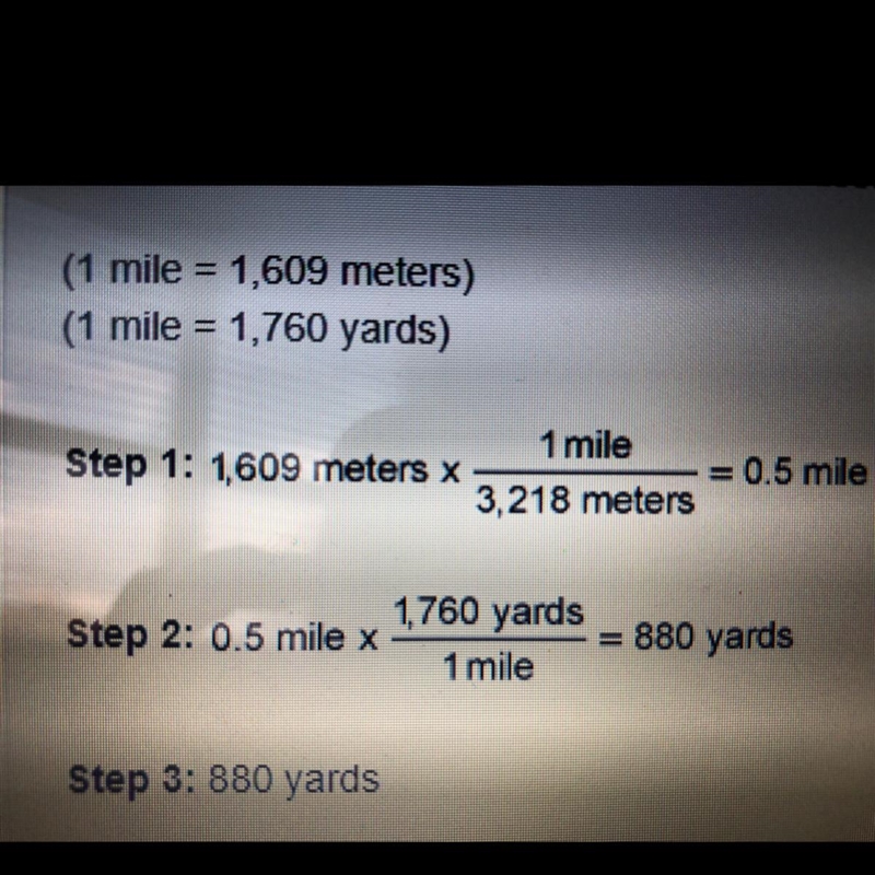 What was the error made in this conversion? A.)The 1 mile and 3,218 meters in Step-example-1