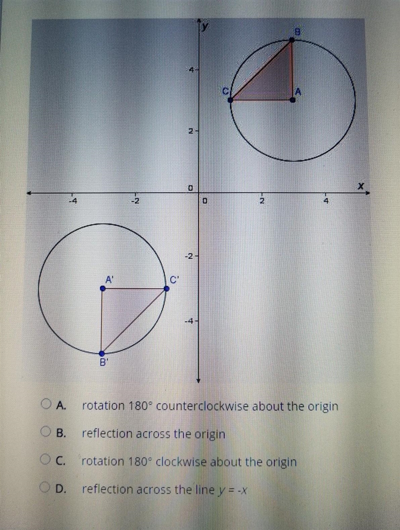 PLEASE HELP DOING PLATO!!! AABC transforms to produce AA'BC. Which transformation-example-1