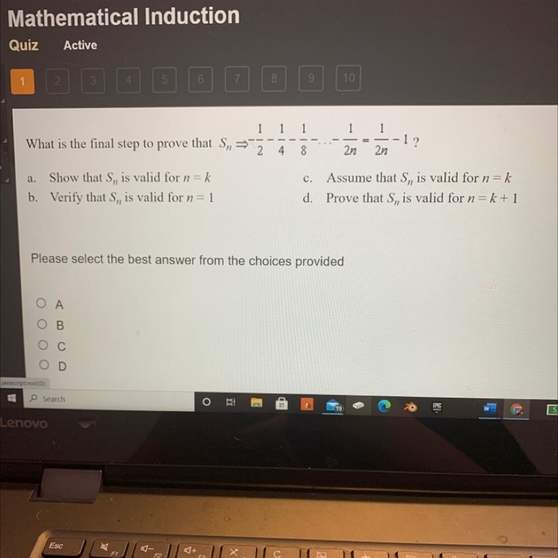 What is the final step to prove that Sn>-1/2-1/4-1/8...-1/2n=1/2n-example-1