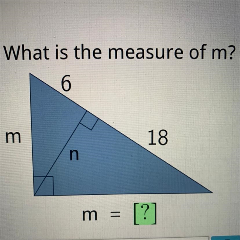 What is the measure of m? 6 m 18 n m = [?]-example-1