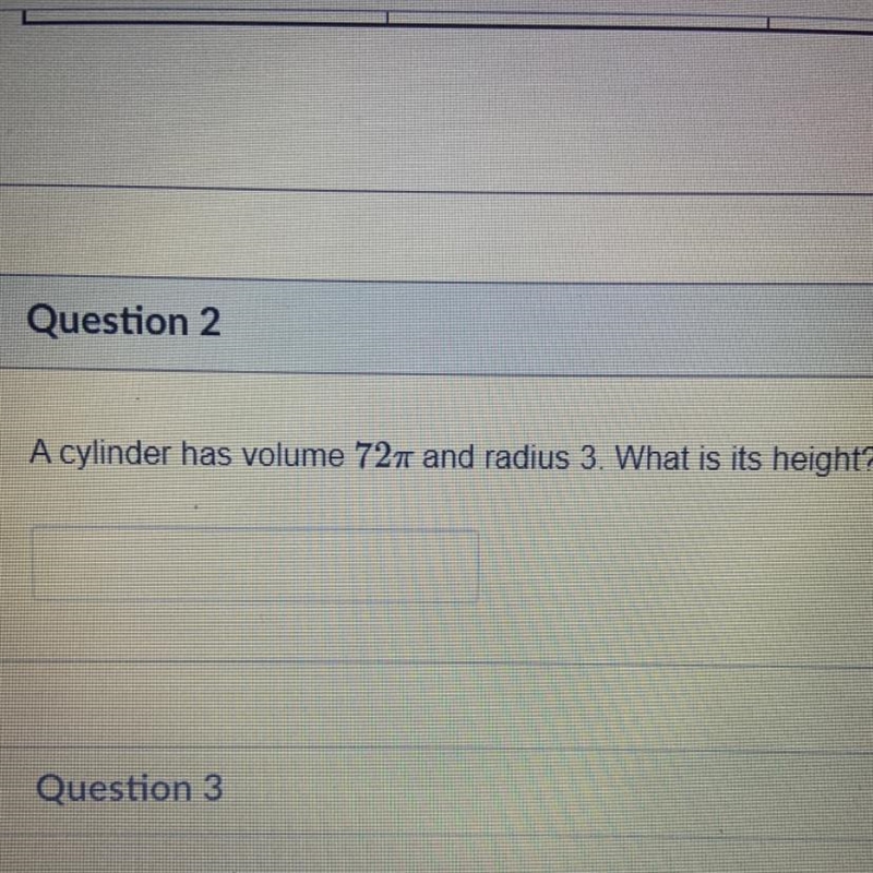 A cylinder has volume 727 and radius 3. What is its height?-example-1