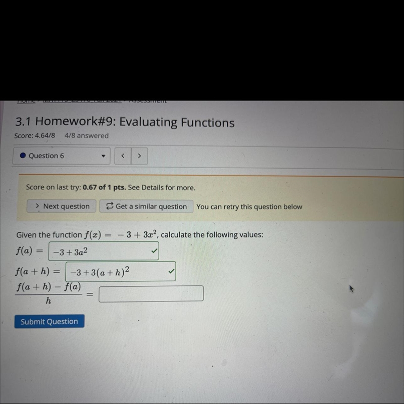 PLEASE HELP! I am having trouble answering the last question. Given the function f-example-1