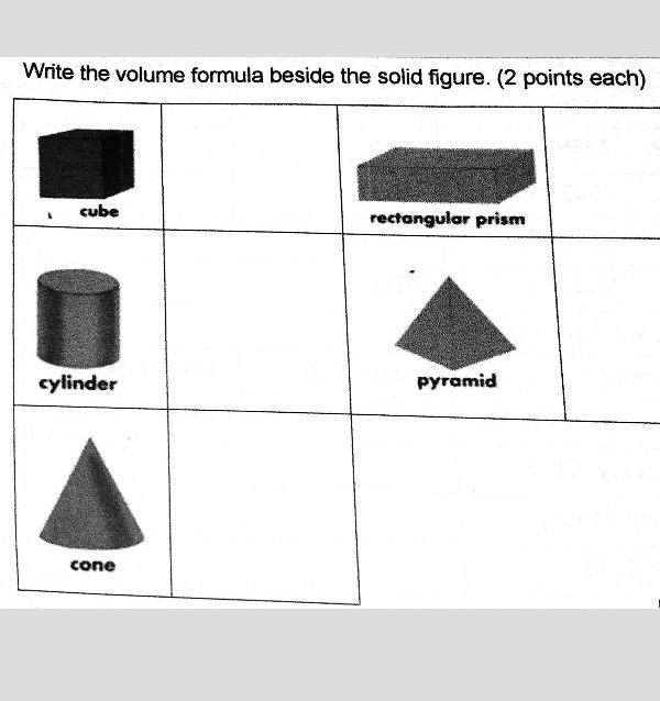 Write the volume formula beside the solid figure​-example-1