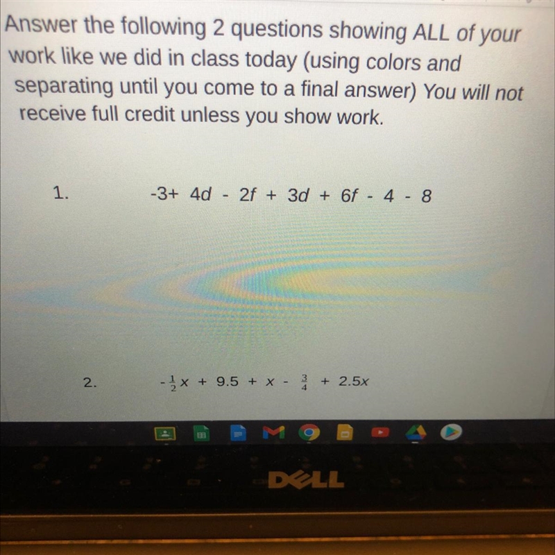 -3+ 4d - 2f + 3d + 6f - 4 - 8-example-1