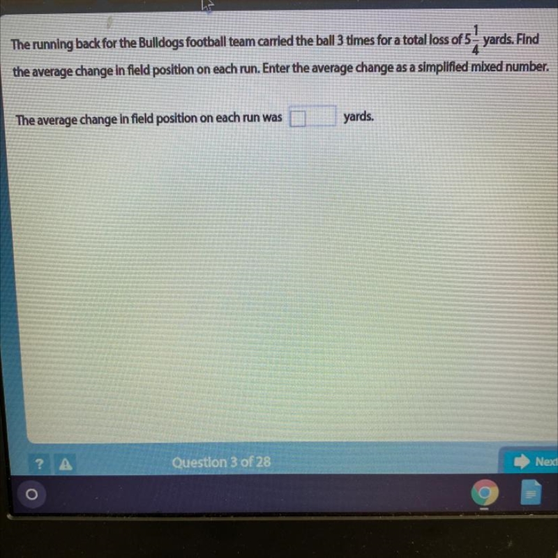 1 The running back for the Bulldogs football team carried the ball 3 times for a total-example-1