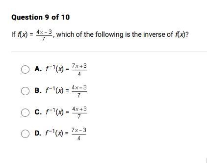 If f(x) = 4x-3/7, which of the following is the intervenes of f(x)?-example-1