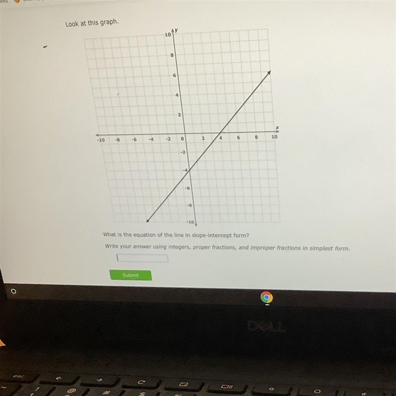 What is the equation of the line in slope intercept form?-example-1