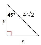 Find y. A. 42–√ B. 4 C. 22–√ D. 83√3-example-1