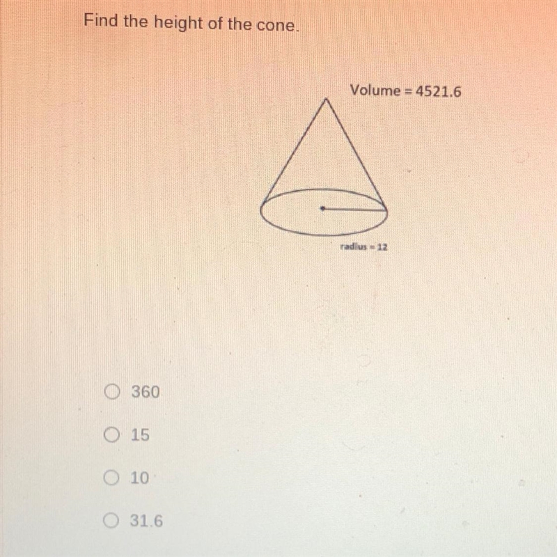 Find the height of the cone plsss-example-1