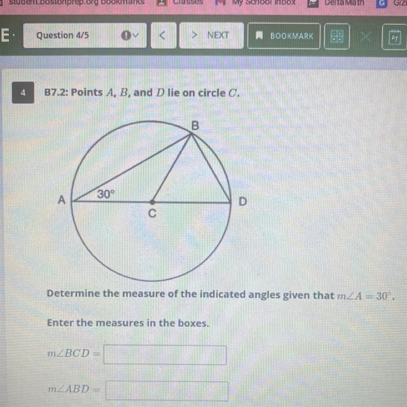 Find the measures of the angles given-example-1