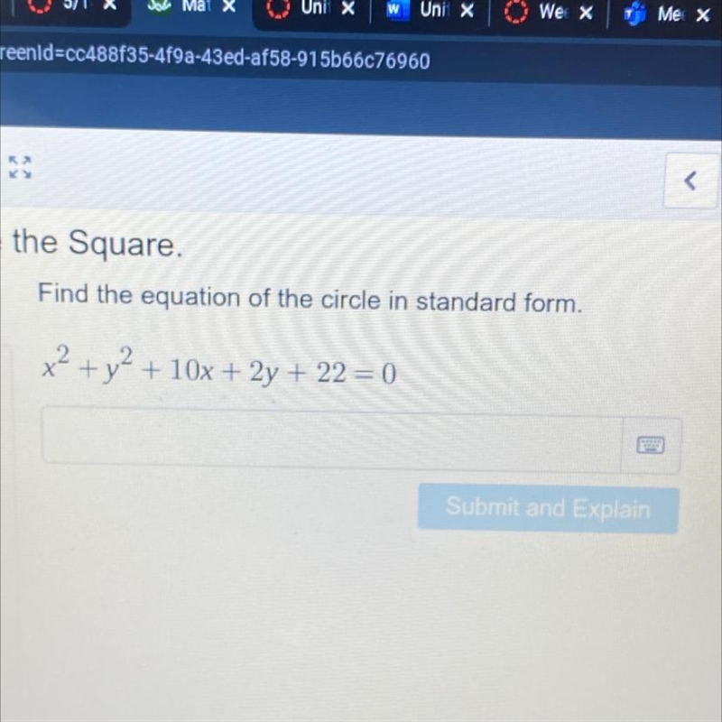 Find the equation of the circle in standard form:-example-1