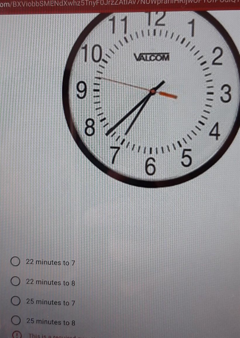 Pls help me in math pls the question : the time on this clock as minutes to?​-example-1