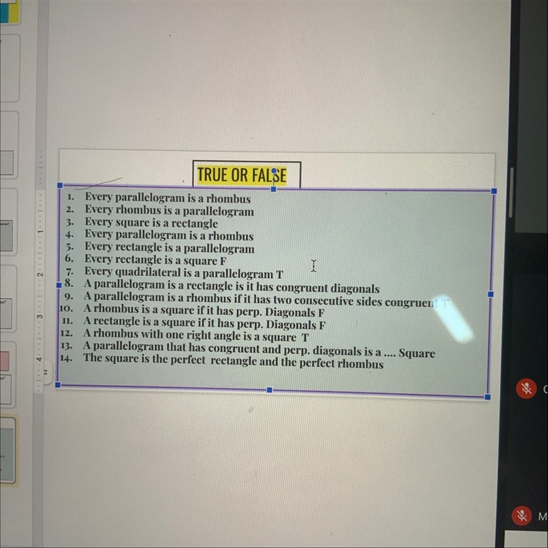 Please help, geometry homework. Answer true or false for the following statements-example-1