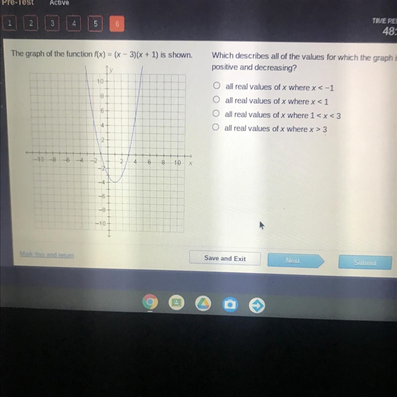 The graph of the function f(x) = (x - 3)(x + 1) is shown.-example-1