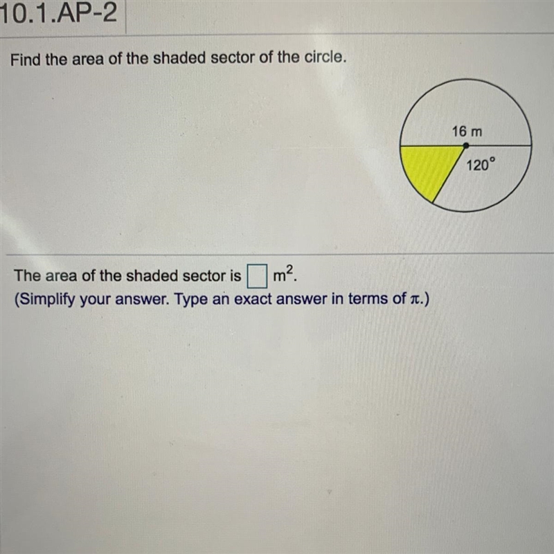 Find the area of the shade sector of the circle-example-1