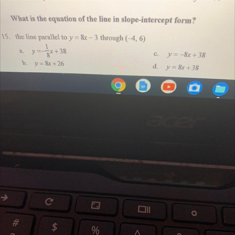 What is the equation of the line in slope intercept form-example-1