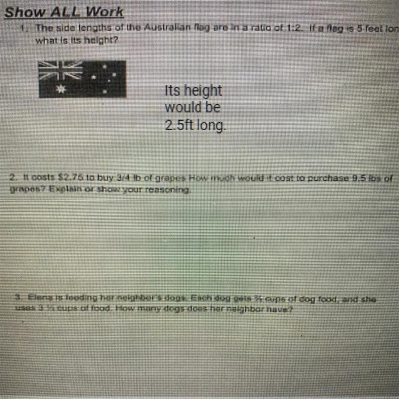 Pleasee help!! “It costs $2.75 to buy 3/4 lb of grapes. How much would it cost to-example-1