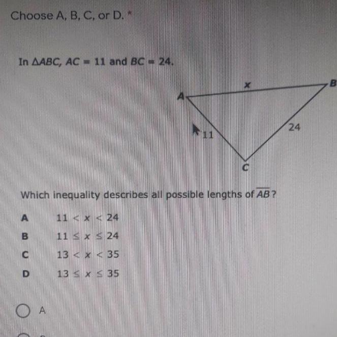 What's the inequality describes all possible length of AB?-example-1