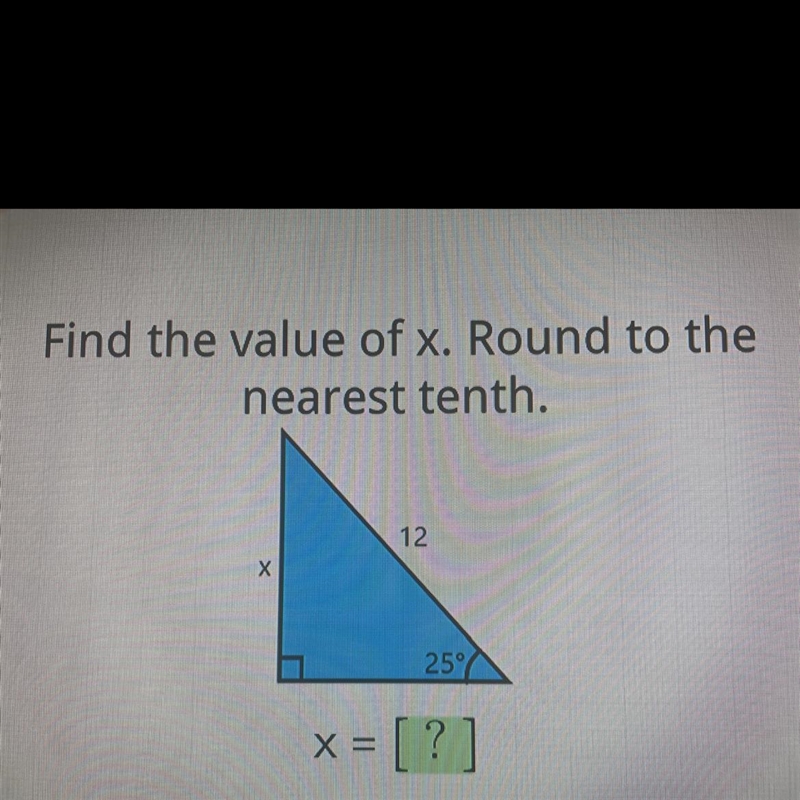 Find the value of x. Round to the nearest tenth. 12 х 259 x = [?]-example-1