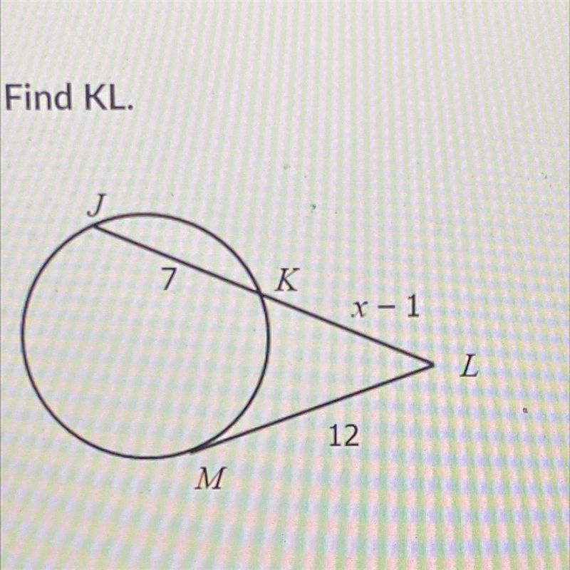 Find KL. K X-1 L 12 M-example-1