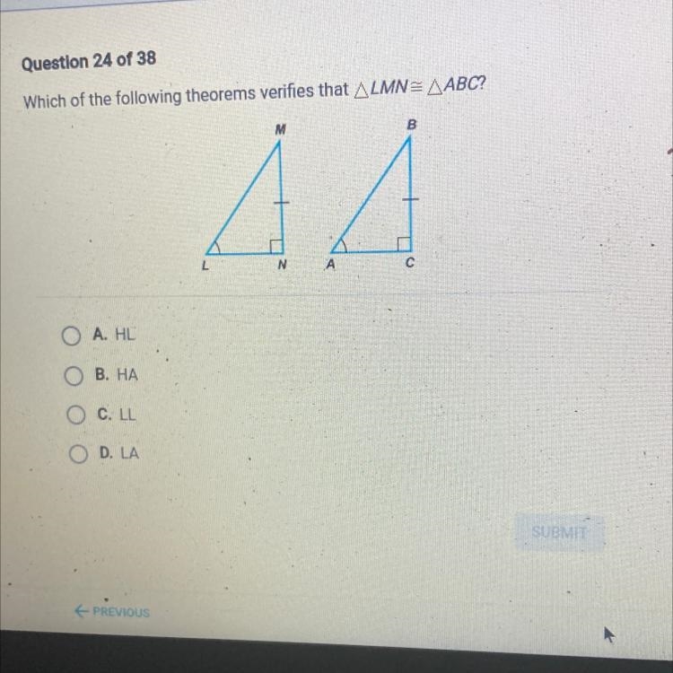 Which of the following theorems verifies that LMN = ABC-example-1