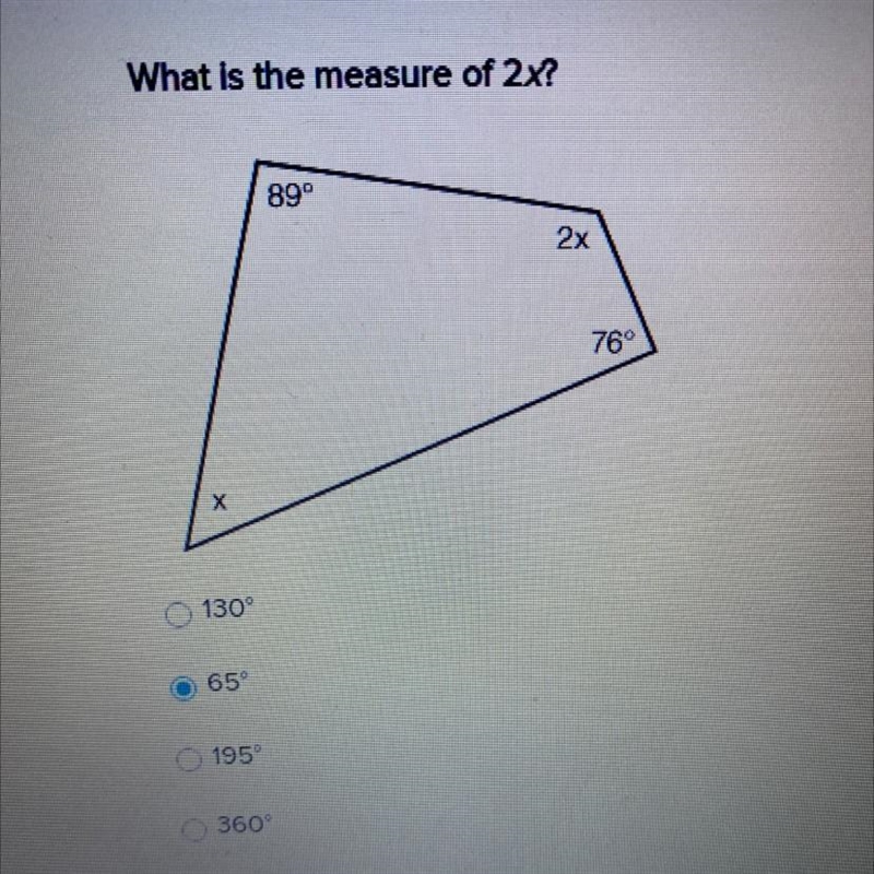 What is the measure of 2x?-example-1