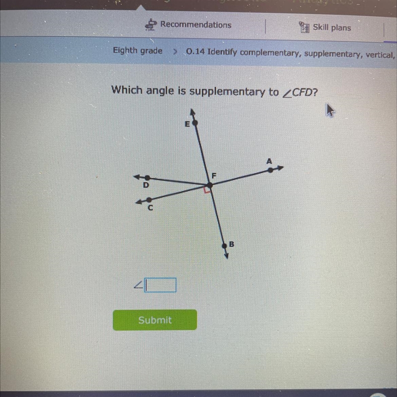 Which angle is supplementary to CFD?-example-1