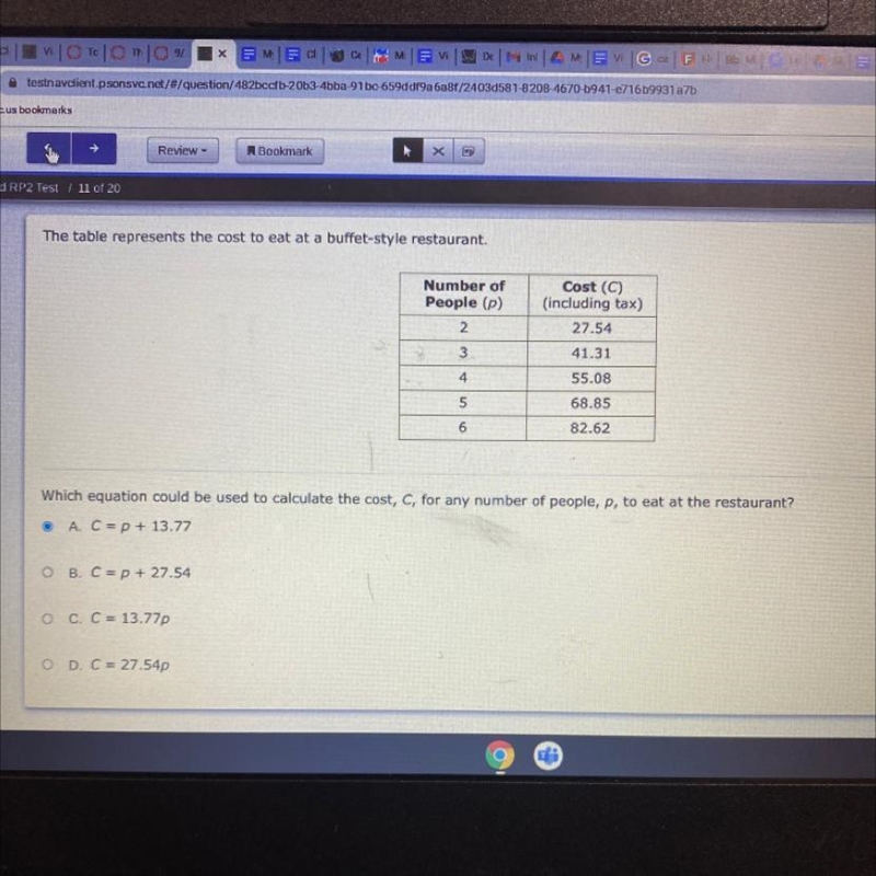 Which equation could be used to calculate the cost c for any number of people p to-example-1