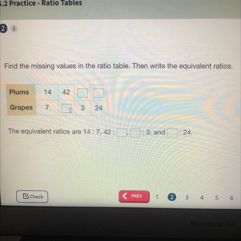 Find the missing values in the ratio table-example-1