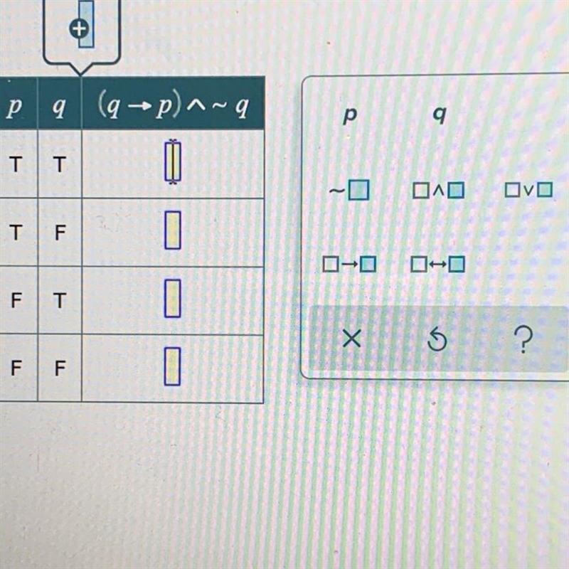 Complete the following truth table. Use T for True and F for False. Attached is the-example-1