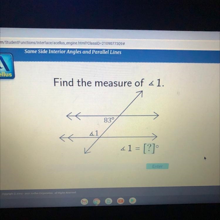 Find the measure of 61. { 839 41 { K 41 = [?] Enter-example-1