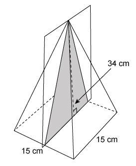 PLEASE HURRY A slice is made perpendicular to the base of a right rectangular pyramid-example-1