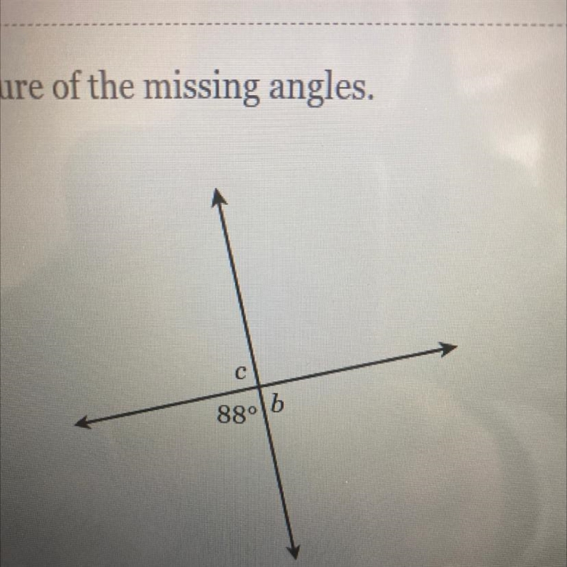 Find the measure of the missing angle Answer:b= C=-example-1