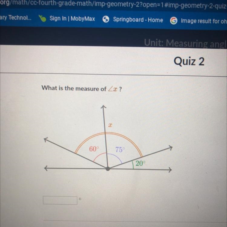 What is the measure of Zx ? 60° 75 20°-example-1