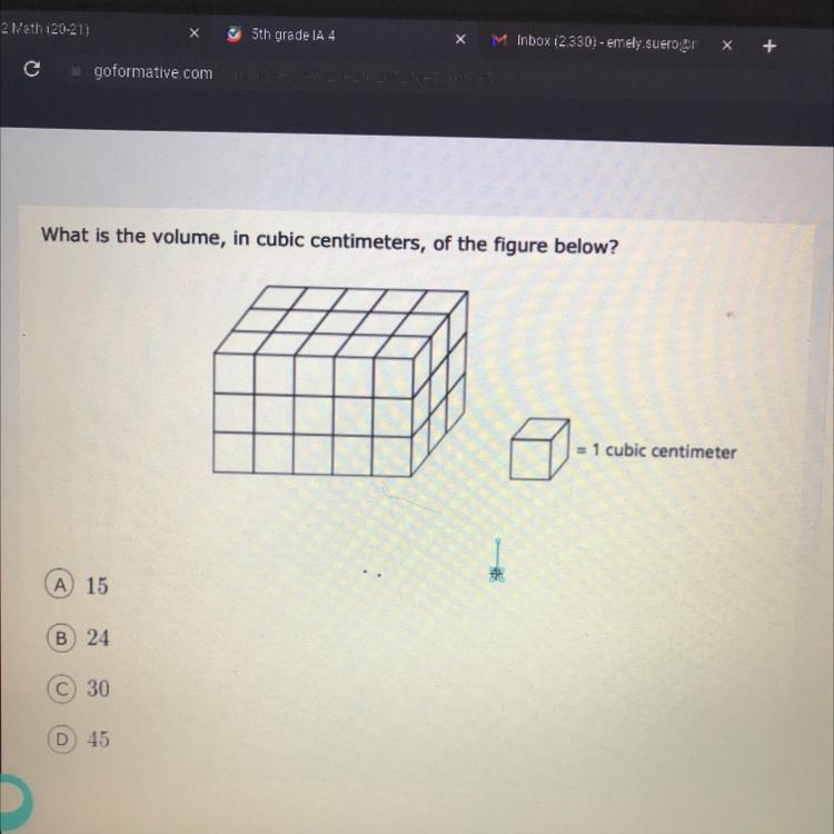 What is the volume in cubic centimeters of the figure below?-example-1