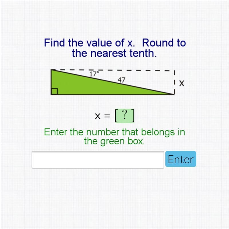 Find the value of x and round to the nearest tenth (geometry)-example-1