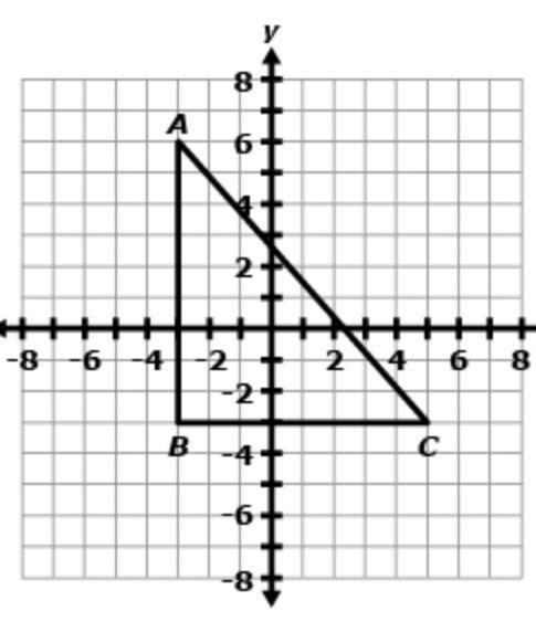 The graph of triangle ABC is shown below: What is the area, in square units, of triangle-example-1