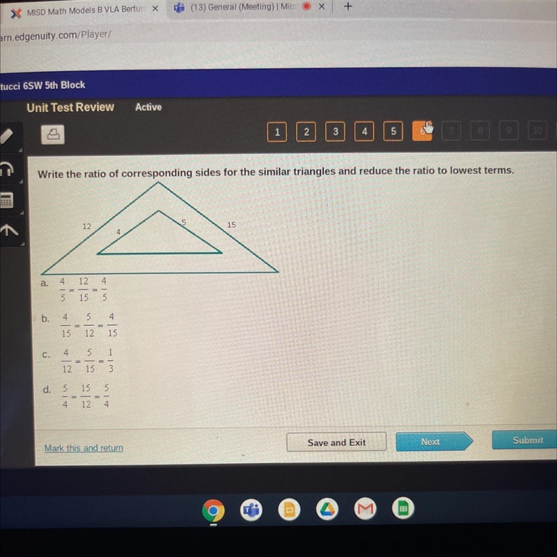 Write the ratio of corresponding sides for the similar triangles and reduce the ratio-example-1