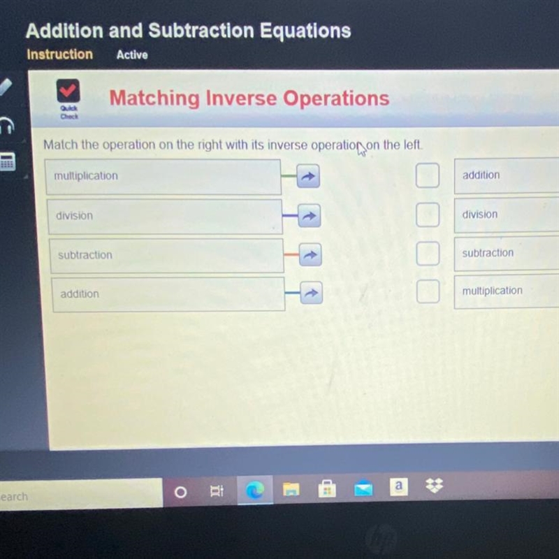 Match the operation on the right with its inverse operation on the left multiplication-example-1