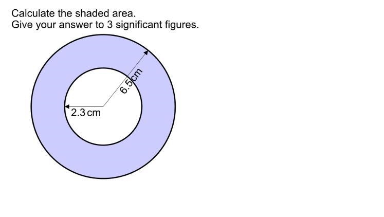 Pleas help Calculate the shaded area give your answer to 3 significant figures-example-1