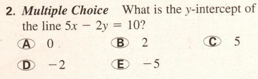 What is the y intercept of the line 5x-2y=10-example-1