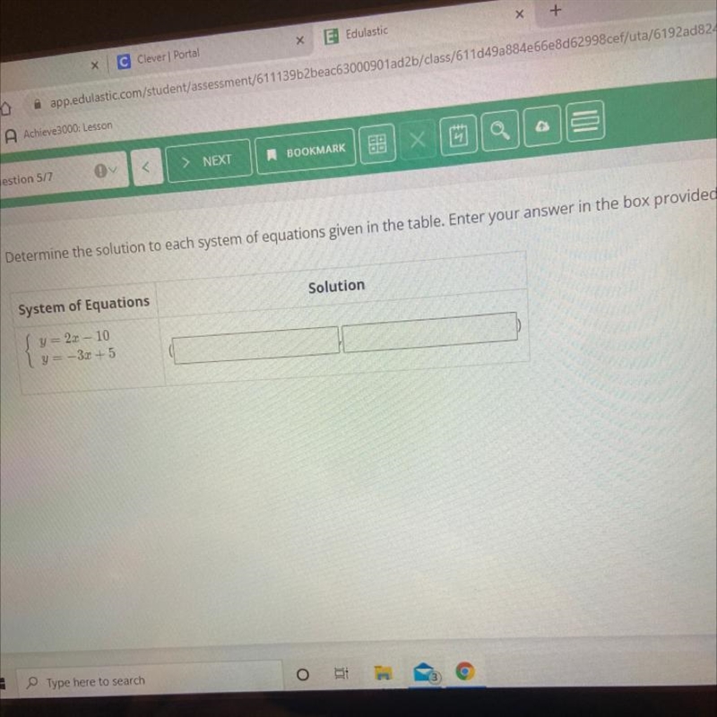 Determine the solution to each system of equations given in the table. Enter your-example-1