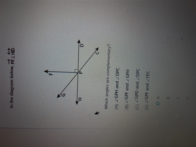 Which angles are complementary?-example-1