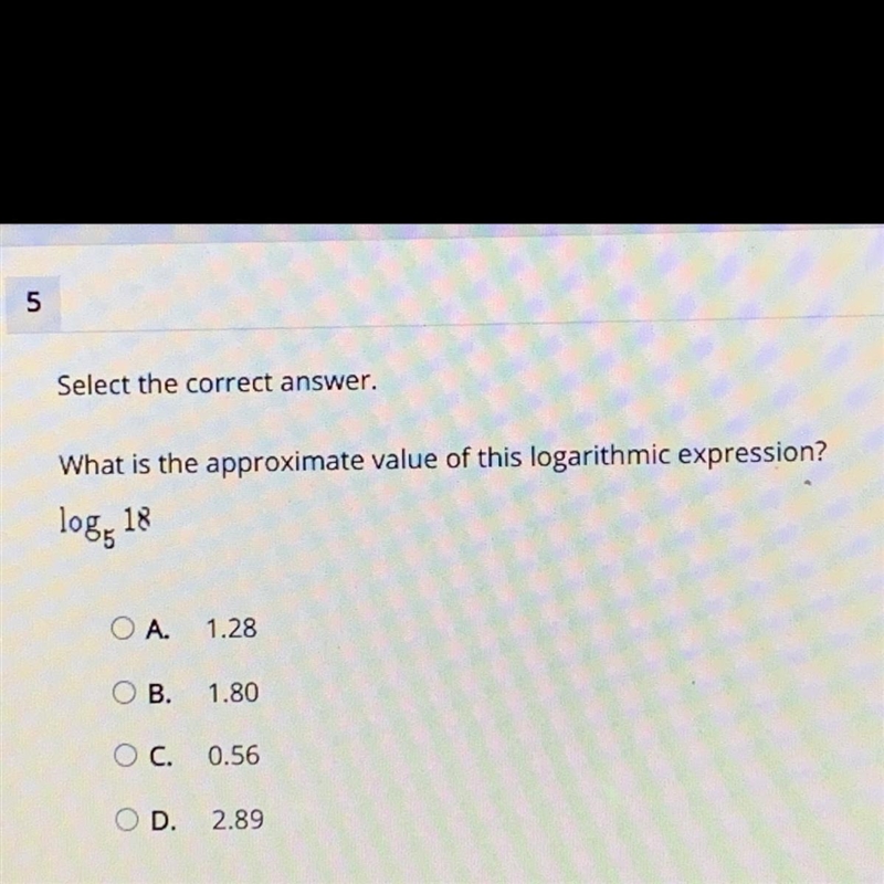 What is the approximate value of this logarithmic expression?-example-1