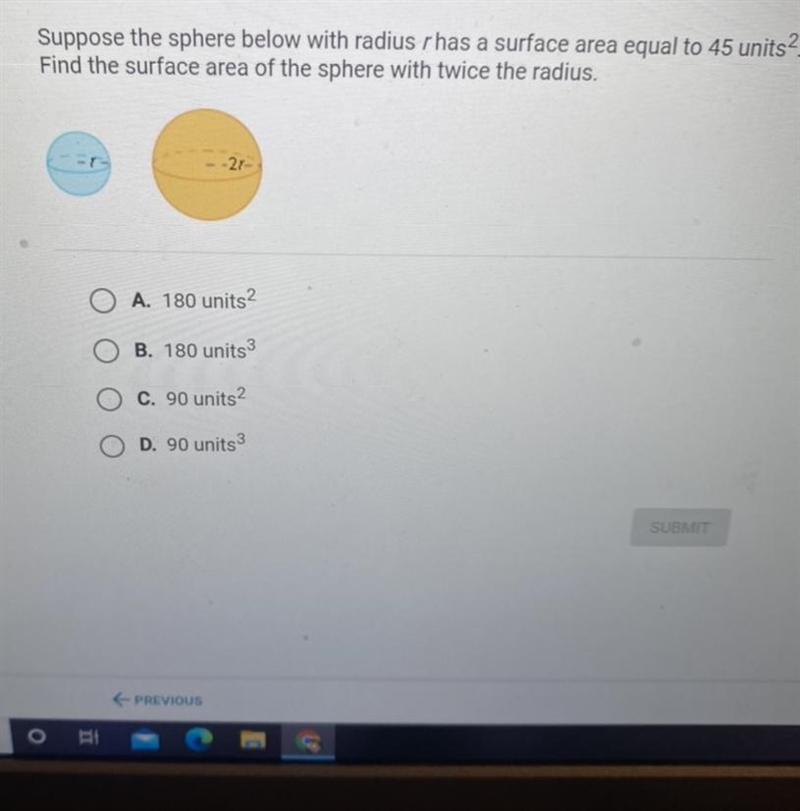 Suppose the sphere below with radius r has a volume equal to 30 units? Find the volume-example-1