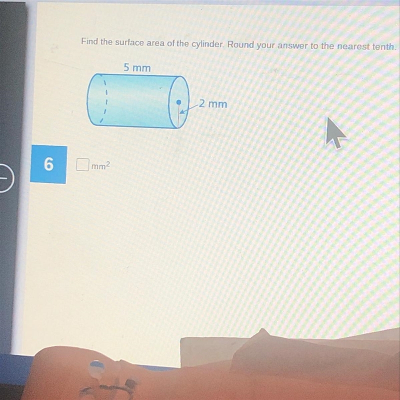 Find the surface area of the cylinder. ROUND YOUR ANSWER TO THE NEAREST TENTH. PLEASE-example-1