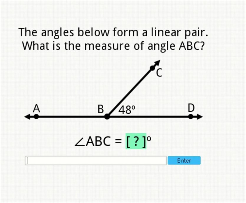 The angles below form a linear pair. What is the measure of angle ABC-example-1