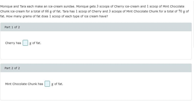 Monique and Tara each make an ice-cream sundae. Monique gets 3 scoops of Cherry ice-example-1